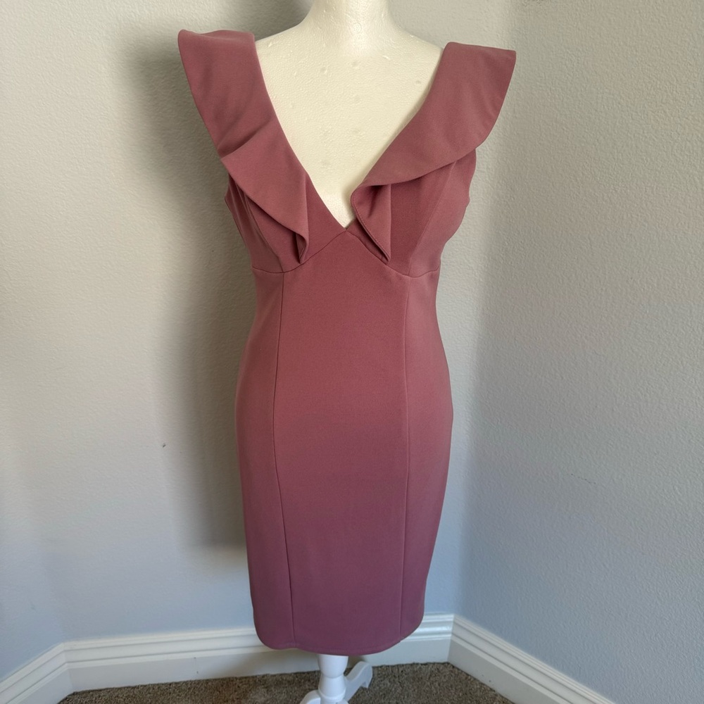 Maria Bonita Rusty Pink Midi Ruffle Dress